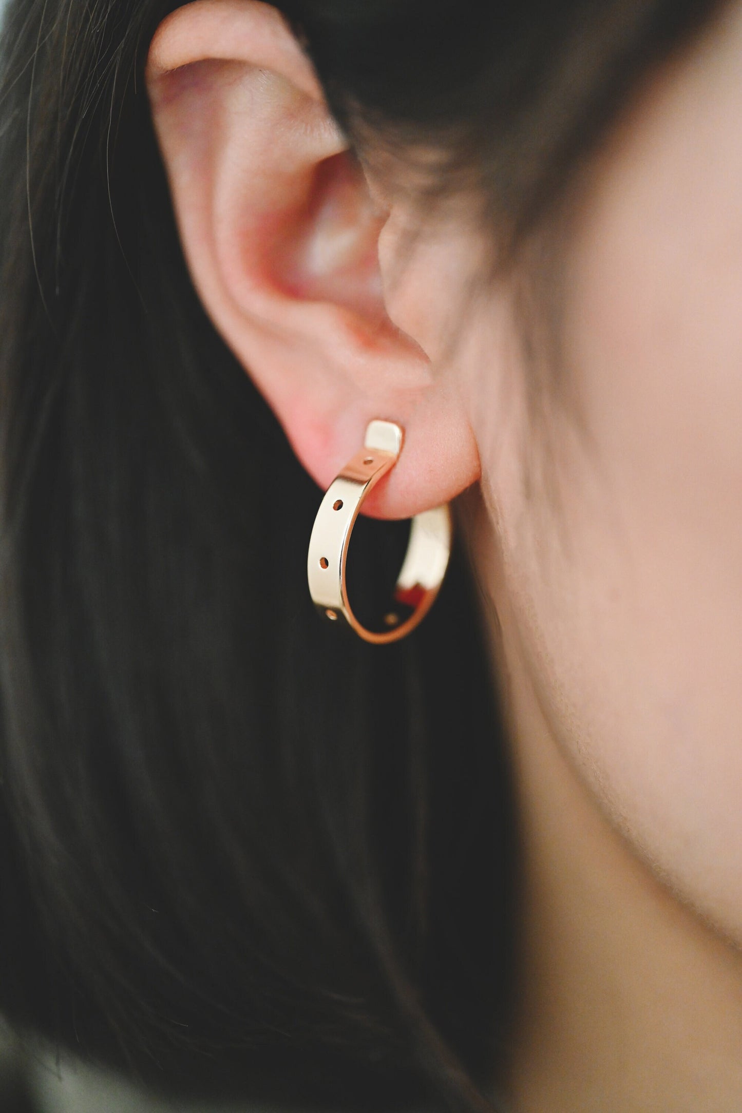 4pcs Gold Earring Posts 20/ 30mm, Gold plated Brass, Geometric Circle Stud Earring with Multi Holes (GB-3490)