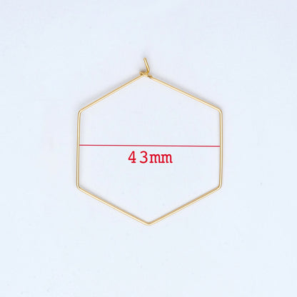 10pcs Gold/ Silver Tone Hexagon Earring Hoops, Geometric Ear Wire Charm Pendants, Threader Earring Components (GB-699)