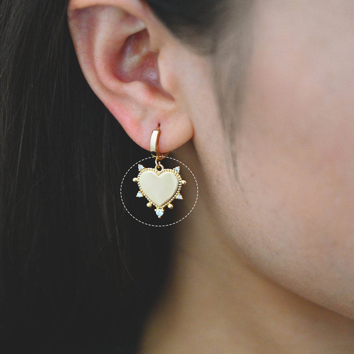 10pcs CZ pave Gold/ Silver Heart Pendants 17mm, 18K Gold/ Rhodium plated Brass, Rhinestone Heart Charms (GB-1905)