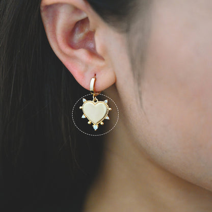 10pcs CZ pave Gold/ Silver Heart Pendants 17mm, 18K Gold/ Rhodium plated Brass, Rhinestone Heart Charms (GB-1905)