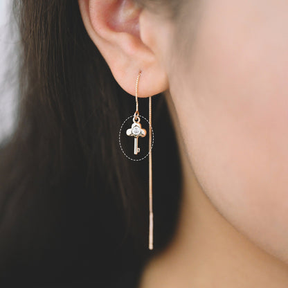 10pcs Gold plated Brass Key Charm, CZ pave Key Pendant (GB-1912)