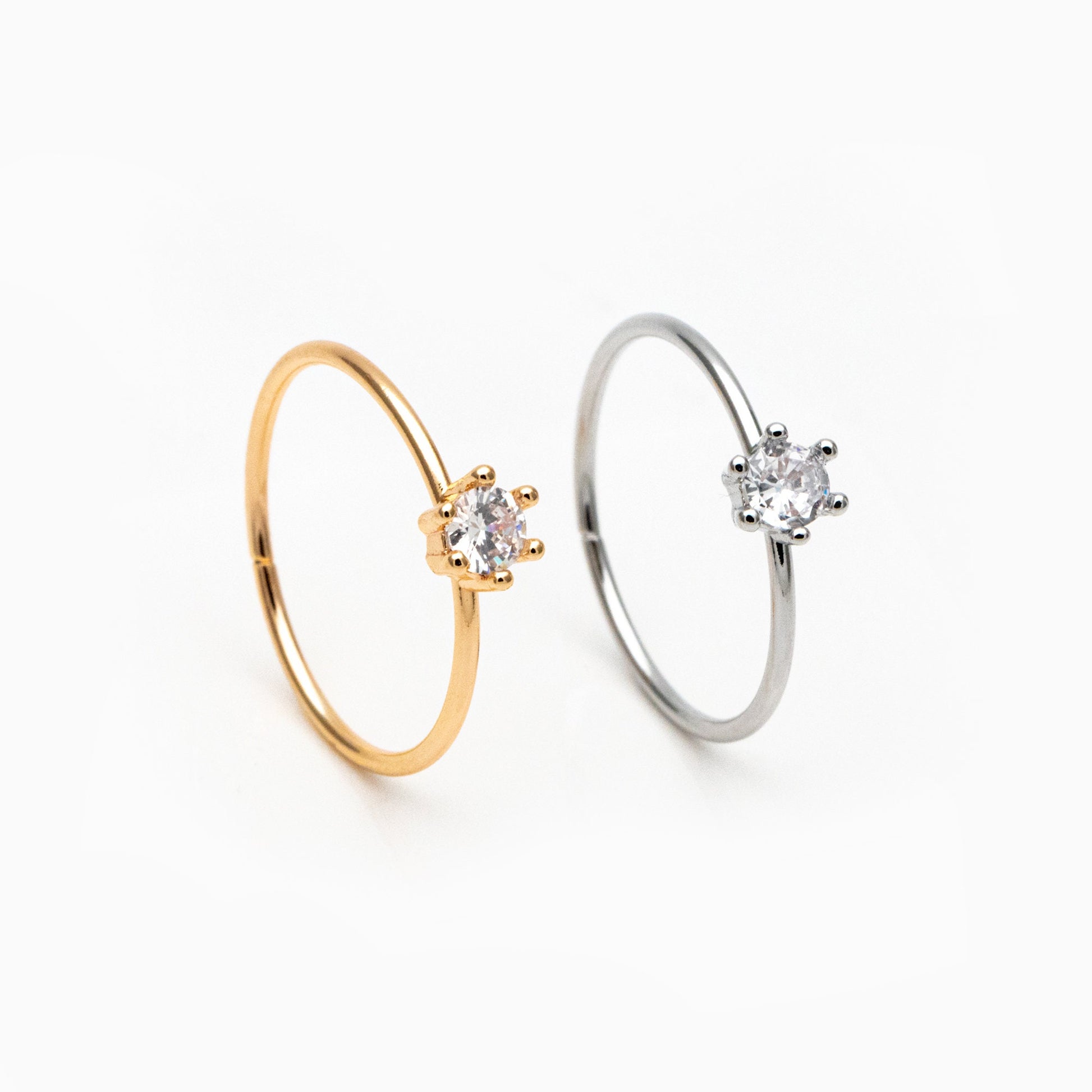 4pcs CZ Pave Gold/ Silver Minimalist Ring, Dainty Ring, Thin Ring, Weeding Ring (#JZ-014-A)