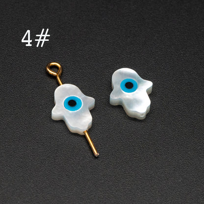 10pcs Mother of Pearl Eye Beads, White MOP Shell Evil Eyes Beads (V1383)