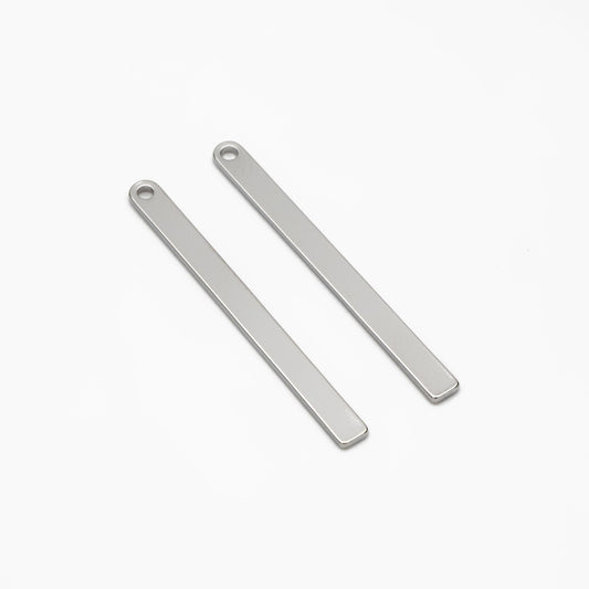 10pcs Gold/ Silver Long Bar Charms, Real Gold/ Rhodium plated Brass Rectangle Bar Pendant (GB-4139)
