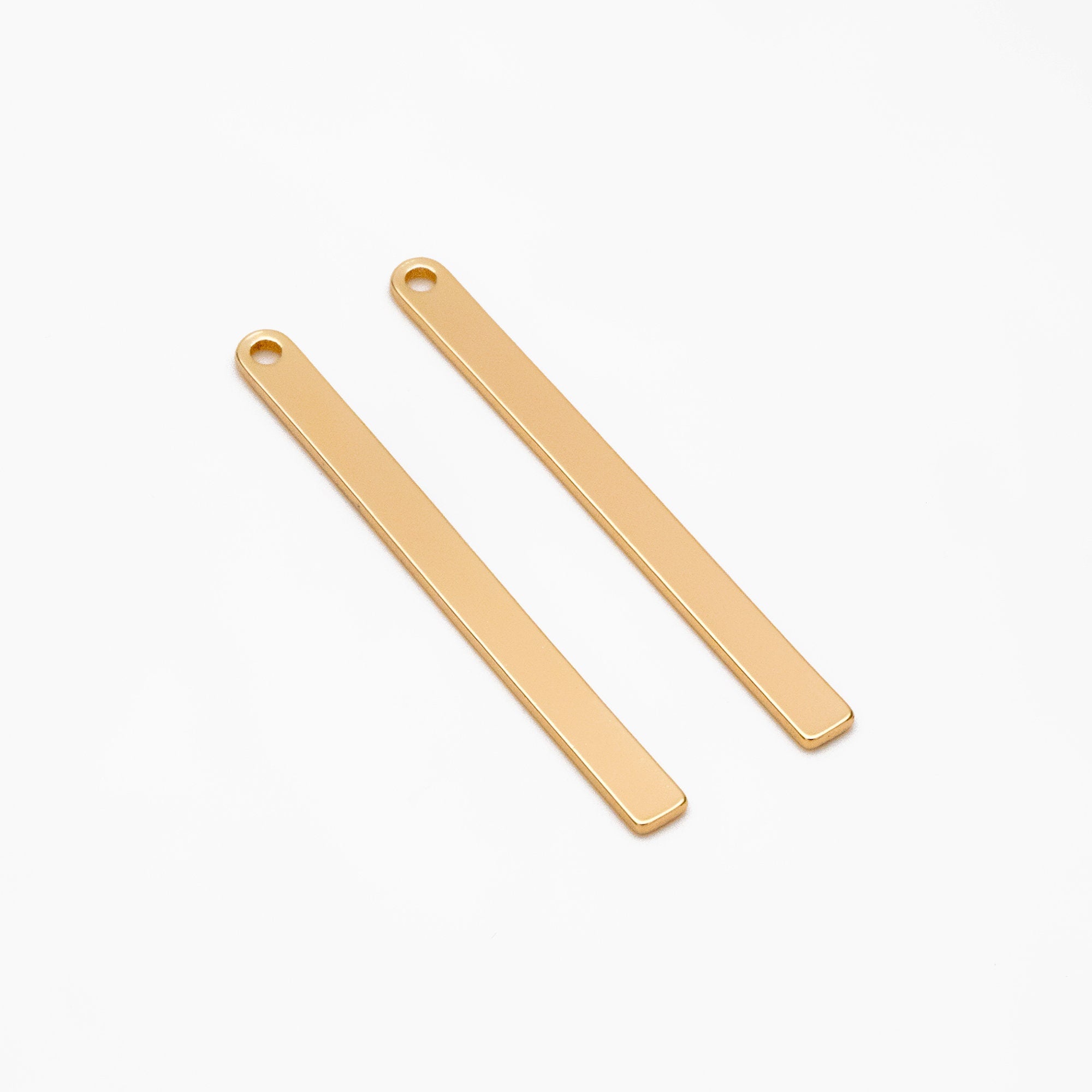 10pcs Gold/ Silver Long Bar Charms, Real Gold/ Rhodium plated Brass Rectangle Bar Pendant (GB-4139)
