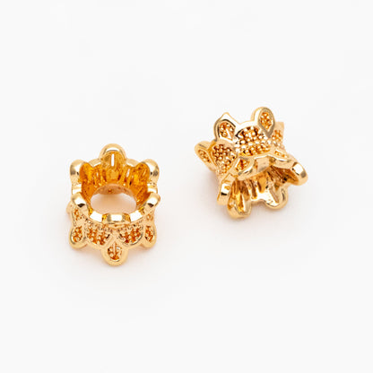10pcs Gold Flower Spacer Beads 6mm, Gold plated Brass, Bracelet Necklace Findings Components (GB-4142)