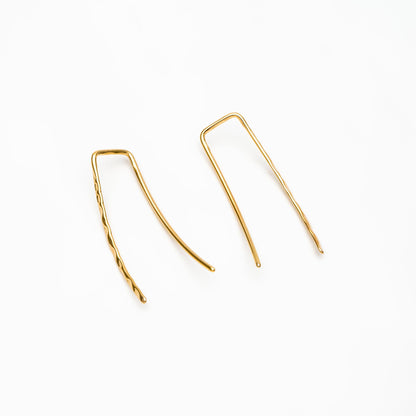 10pcs Gold Minimalist Ear Climber 25mm, 18K Gold plated Brass Ear Crawler (GB-4144)