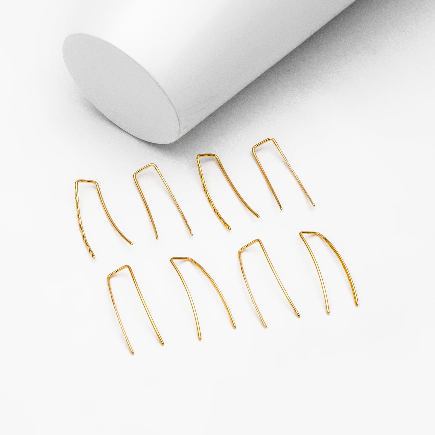 10pcs Gold Minimalist Ear Climber 25mm, 18K Gold plated Brass Ear Crawler (GB-4144)