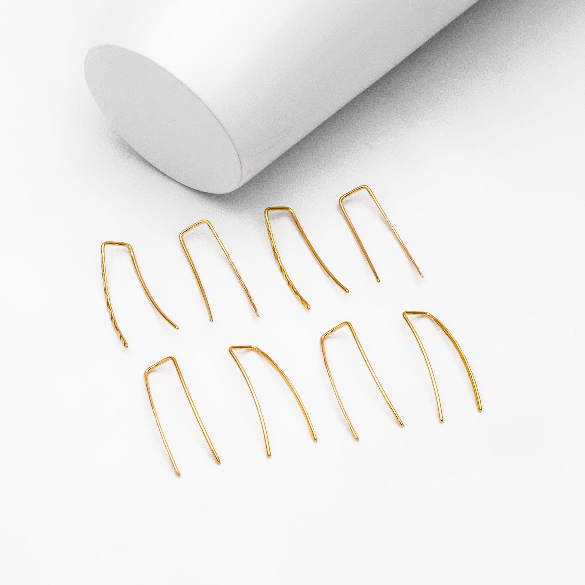 10pcs Gold Minimalist Ear Climber 25mm, 18K Gold plated Brass Ear Crawler (GB-4144)