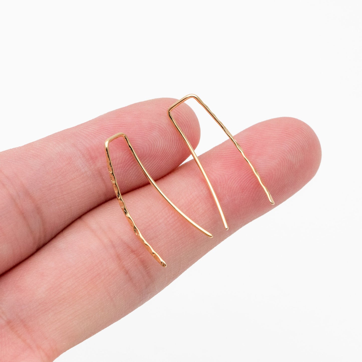 10pcs Gold Minimalist Ear Climber 25mm, 18K Gold plated Brass Ear Crawler (GB-4144)