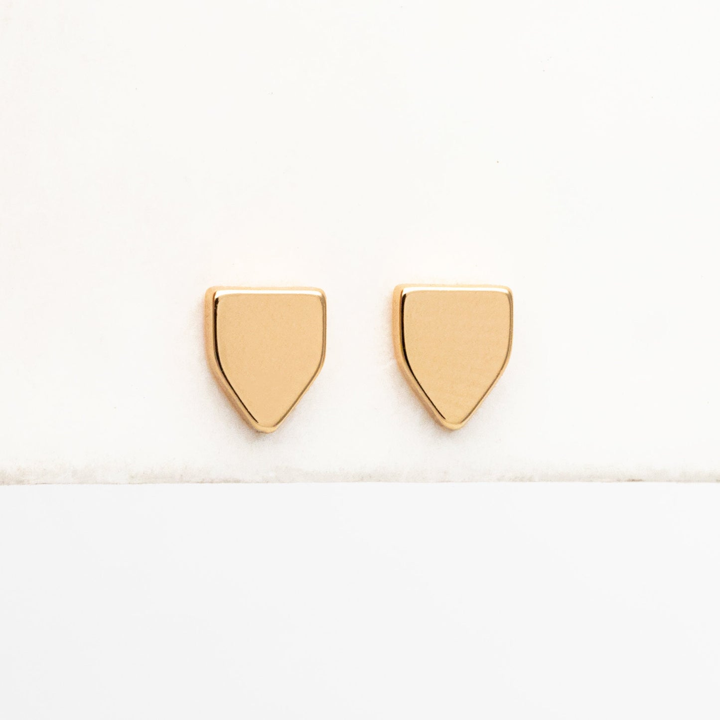 10pcs Gold Shield Earrings 6X5mm, Real Gold Plated Brass Minimalist Earring Studs (GB-4146)