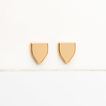 10pcs Gold Shield Earrings 6X5mm, Real Gold Plated Brass Minimalist Earring Studs (GB-4146)