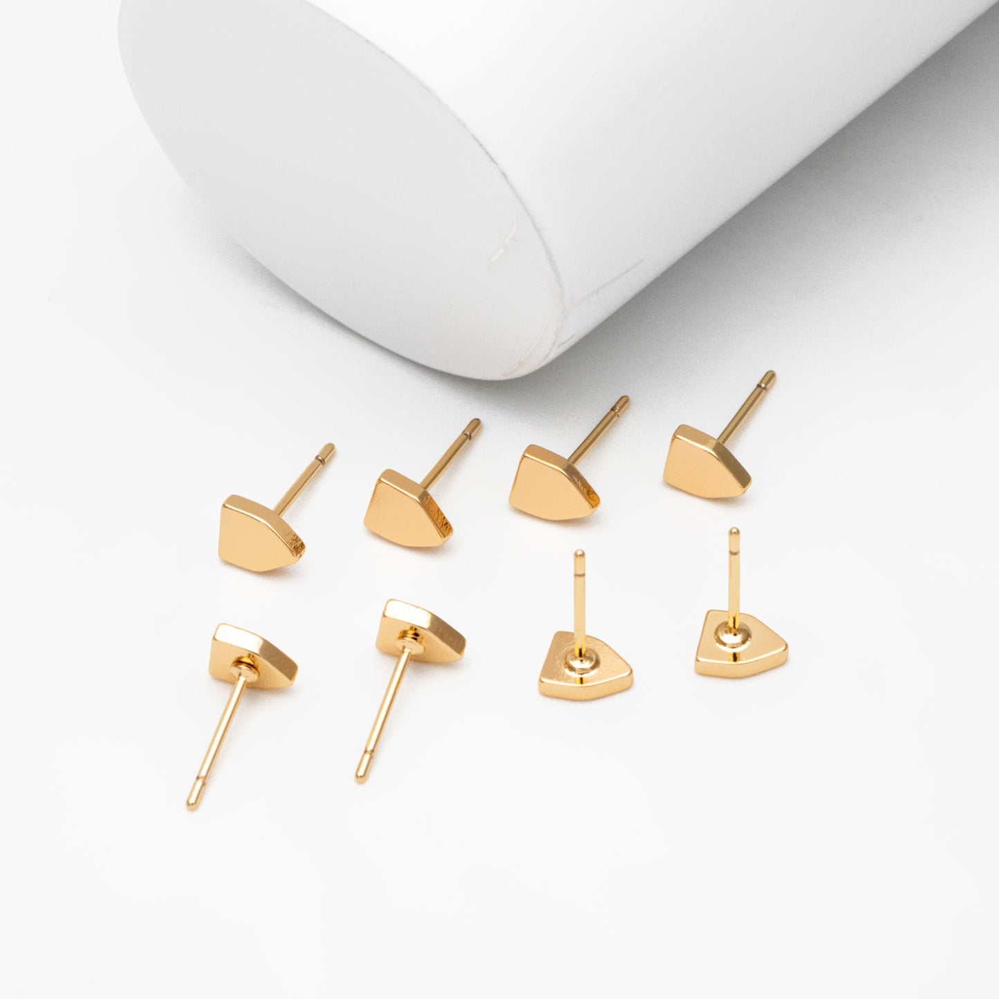 10pcs Gold Shield Earrings 6X5mm, Real Gold Plated Brass Minimalist Earring Studs (GB-4146)