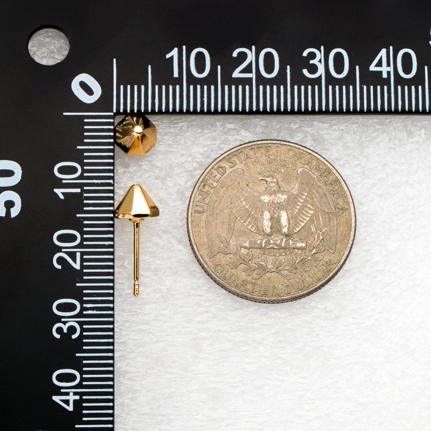 10pcs Gold Cone Minimalist Earrings 6mm, Real Gold Plated Brass Geometric Earring Studs (GB-4147)