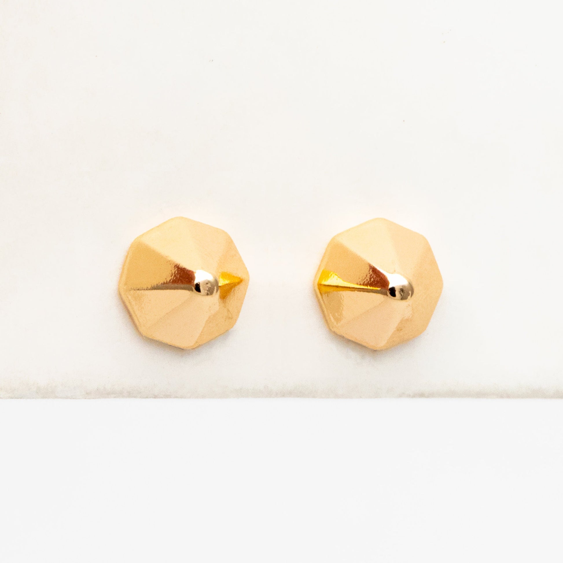 10pcs Gold Cone Minimalist Earrings 6mm, Real Gold Plated Brass Geometric Earring Studs (GB-4147)