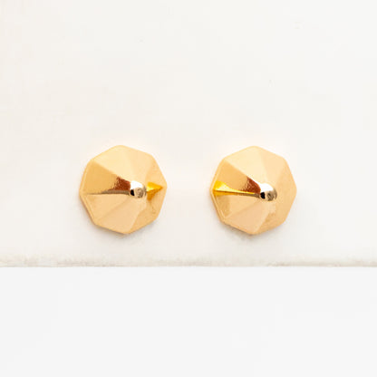10pcs Gold Cone Minimalist Earrings 6mm, Real Gold Plated Brass Geometric Earring Studs (GB-4147)