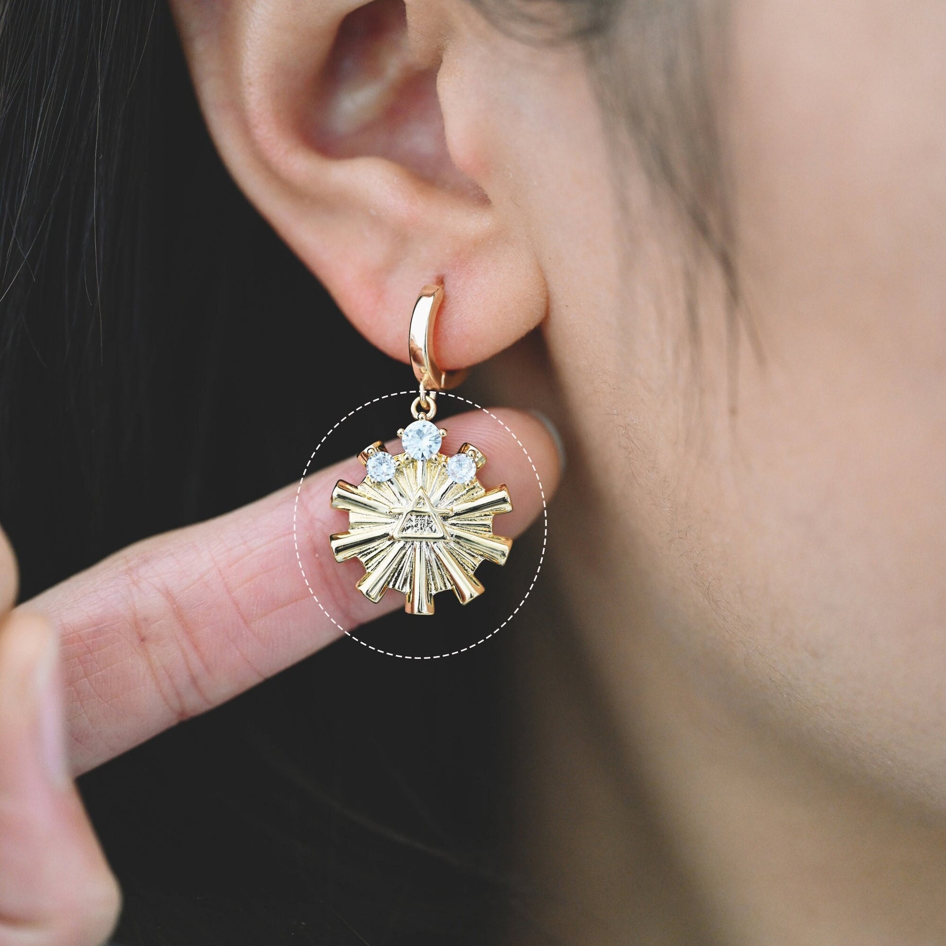 4pcs CZ Pave Rudder Charms, 18K Gold plated Brass Flower Pendants (GB-1974)