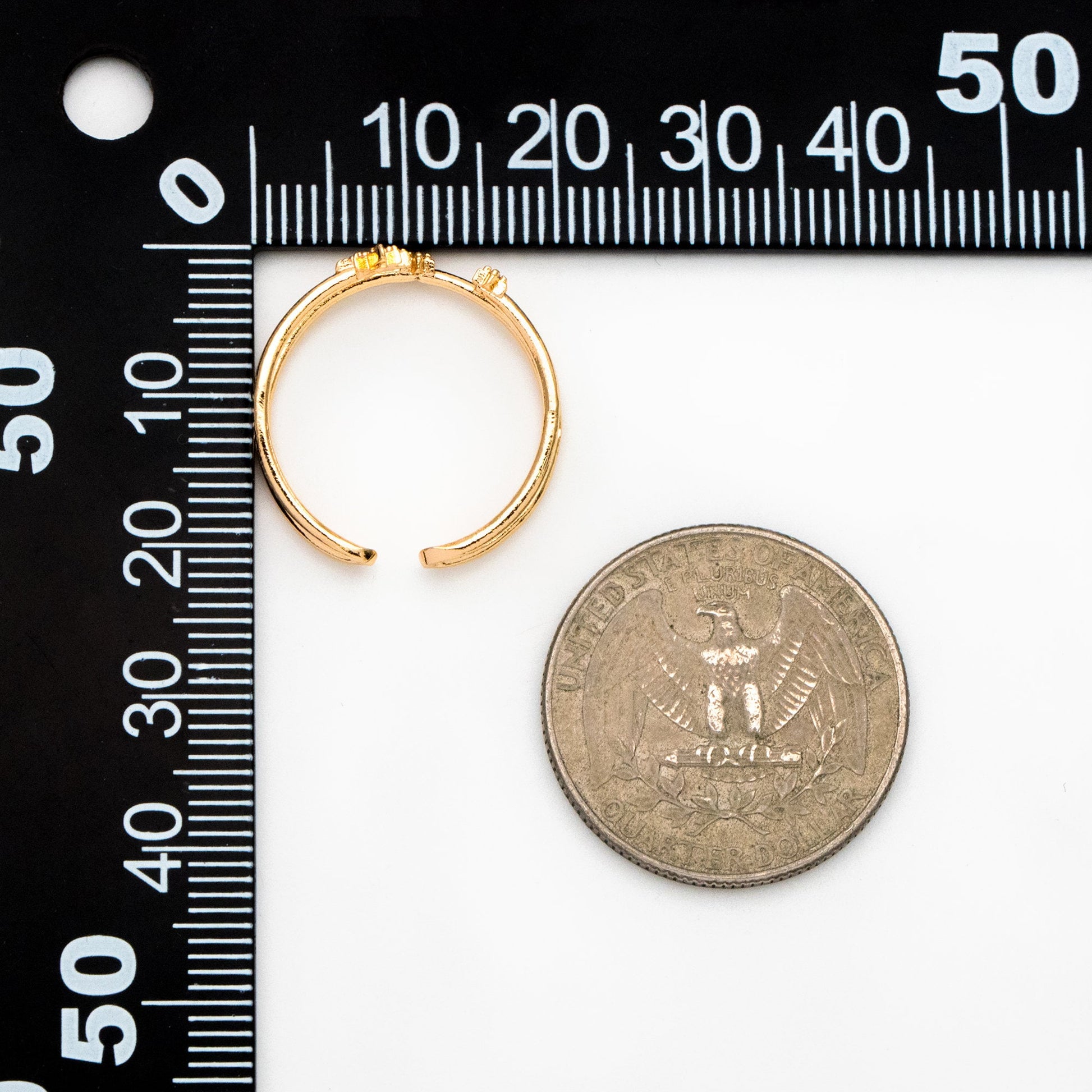 4pcs CZ Pave North Star Ring: 18K Gold Plated Double Band, Adjustable (GB-4175)