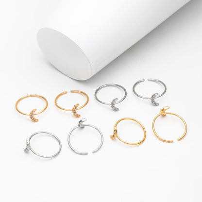 4pcs CZ Pave Gold/ Silver Moon Ring, Celestial Ring, Dainty Rings, Adjustable Ring, Thin Ring (#GB-4176)