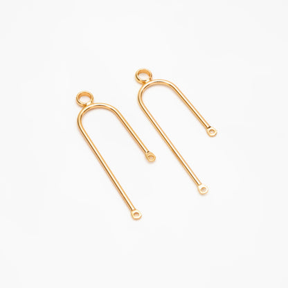 10pcs Gold/ Silver U-Shaped Charm Connectors, Real Gold/ Rhodium plated Brass, U-shaped Curved Bar Stick Pendants (GB-4179)