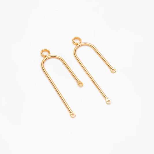 10pcs Gold/ Silver U-Shaped Charm Connectors, Real Gold/ Rhodium plated Brass, U-shaped Curved Bar Stick Pendants (GB-4179)