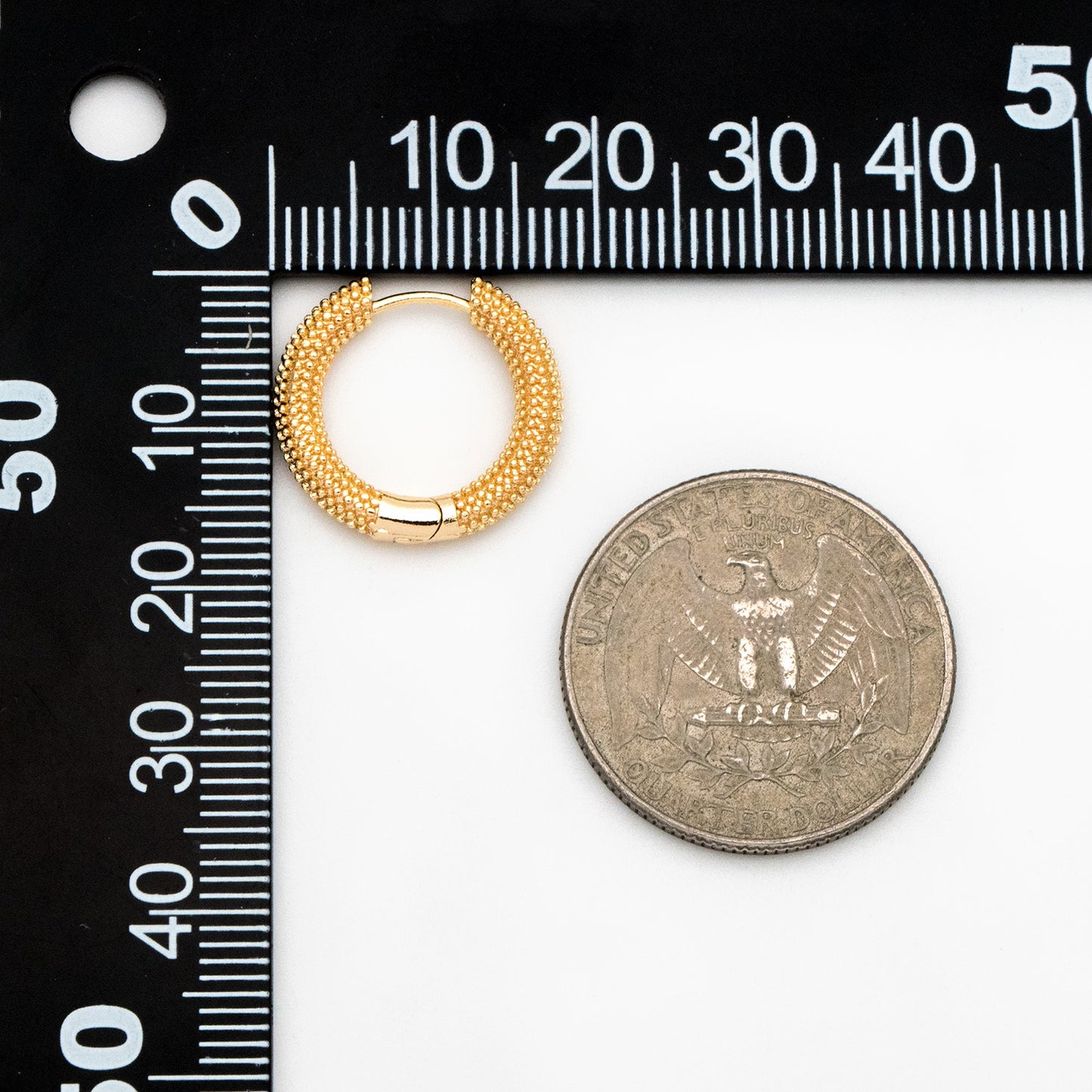 4pcs Gold Hoop Earrings 18mm, 18K Gold plated Brass, Round Circle Earring (GB-4186)