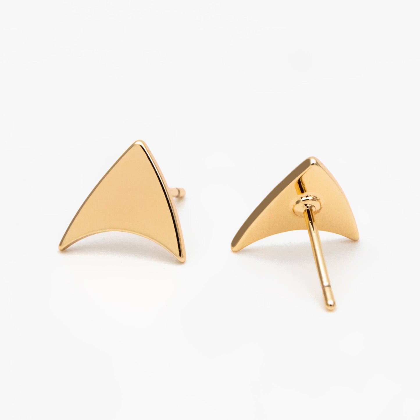 10pcs Gold Arrow Minimalist Earrings, 10mm, Real Gold Plated Brass Geometric Earring Studs (GB-4187)