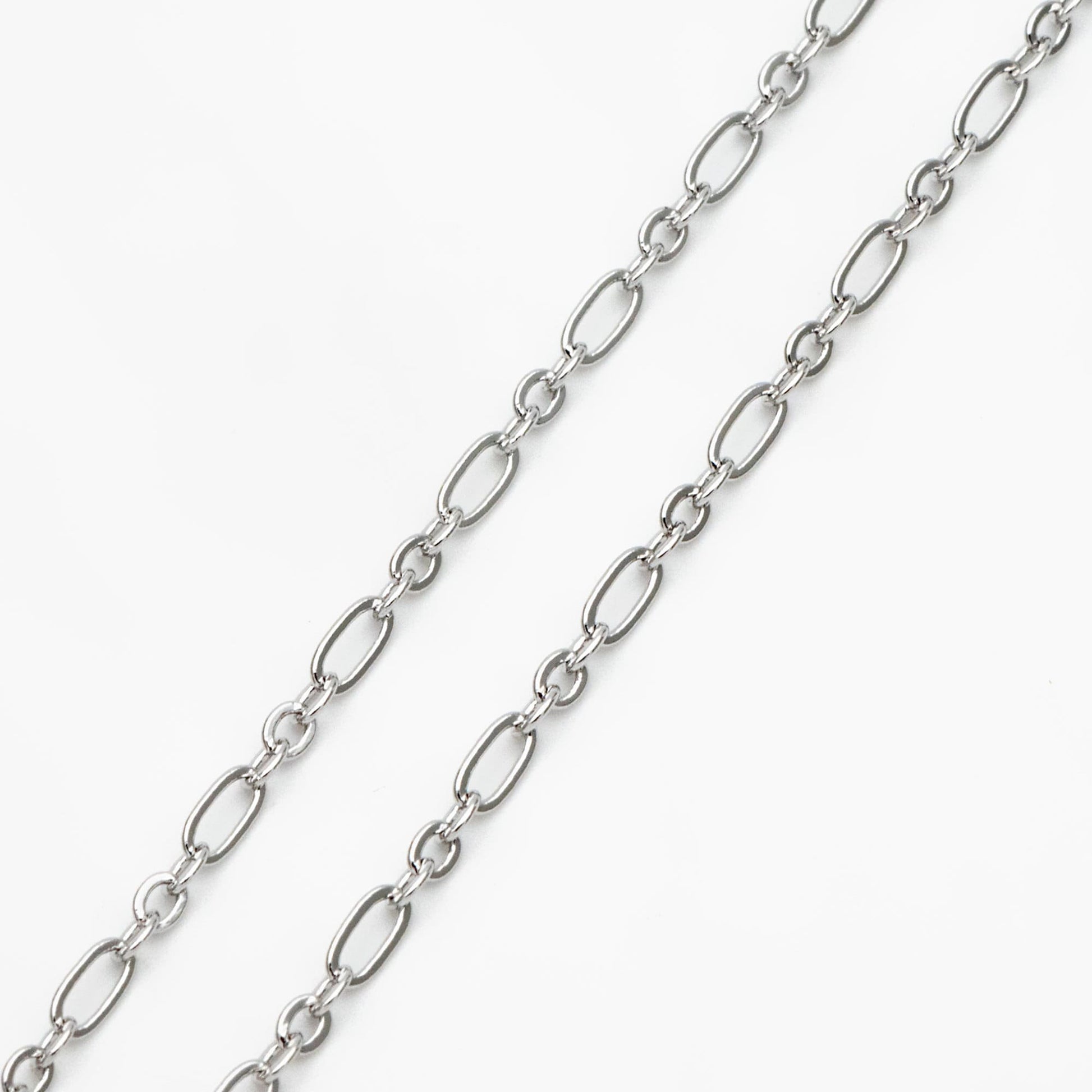 Gold/ rhodium/ Rose Gold plated Brass Oval Cable Chains 2.4mm, Figaro Chain Supplies Wholesale (#LK-285)/ 1 Meter=3.3 ft