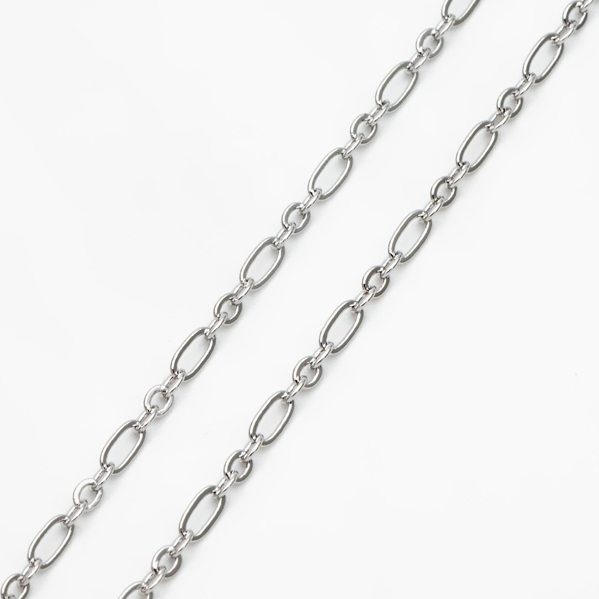 Gold/ rhodium/ Rose Gold plated Brass Oval Cable Chains 2.4mm, Figaro Chain Supplies Wholesale (#LK-285)/ 1 Meter=3.3 ft