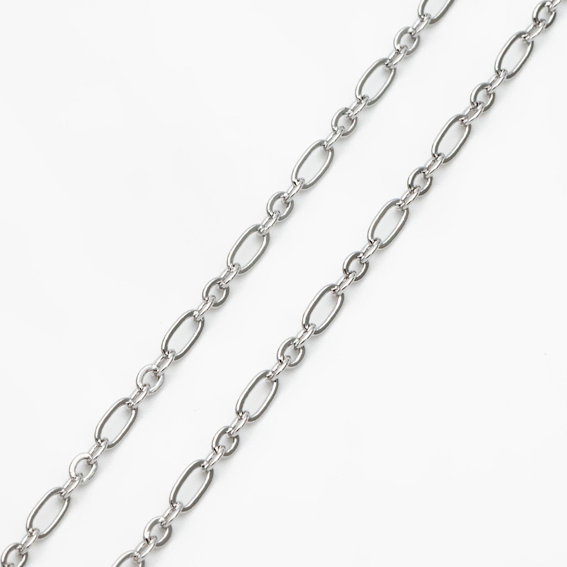 Gold/ rhodium/ Rose Gold plated Brass Oval Cable Chains 2.4mm, Figaro Chain Supplies Wholesale (#LK-285)/ 1 Meter=3.3 ft