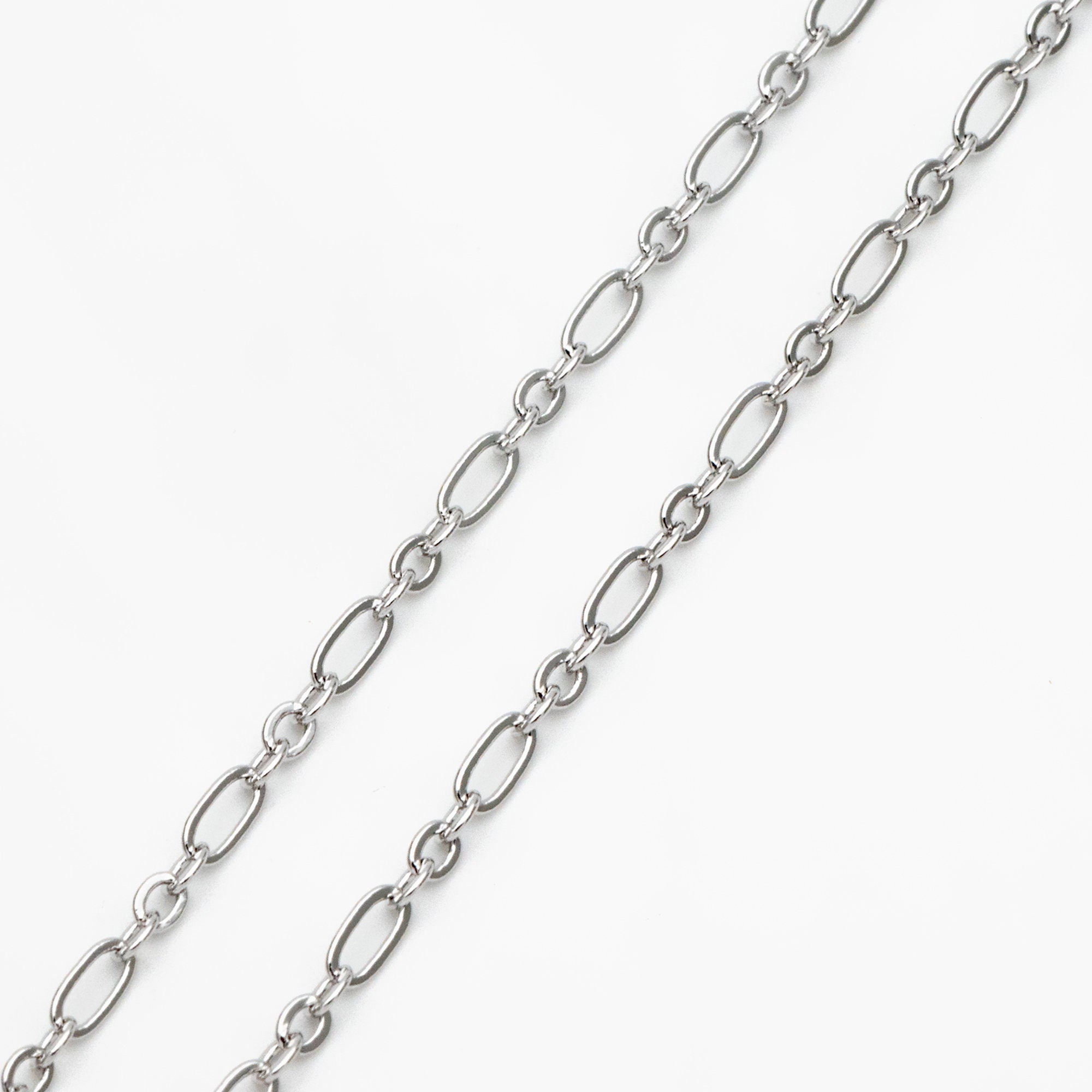 Gold/ rhodium/ Rose Gold plated Brass Oval Cable Chains 2.4mm, Figaro Chain Supplies Wholesale (#LK-285)/ 1 Meter=3.3 ft