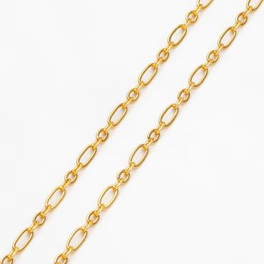 Gold/ rhodium/ Rose Gold plated Brass Oval Cable Chains 2.4mm, Figaro Chain Supplies Wholesale (#LK-285)/ 1 Meter=3.3 ft