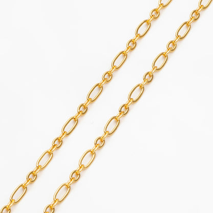 Gold/ rhodium/ Rose Gold plated Brass Oval Cable Chains 2.4mm, Figaro Chain Supplies Wholesale (#LK-285)/ 1 Meter=3.3 ft