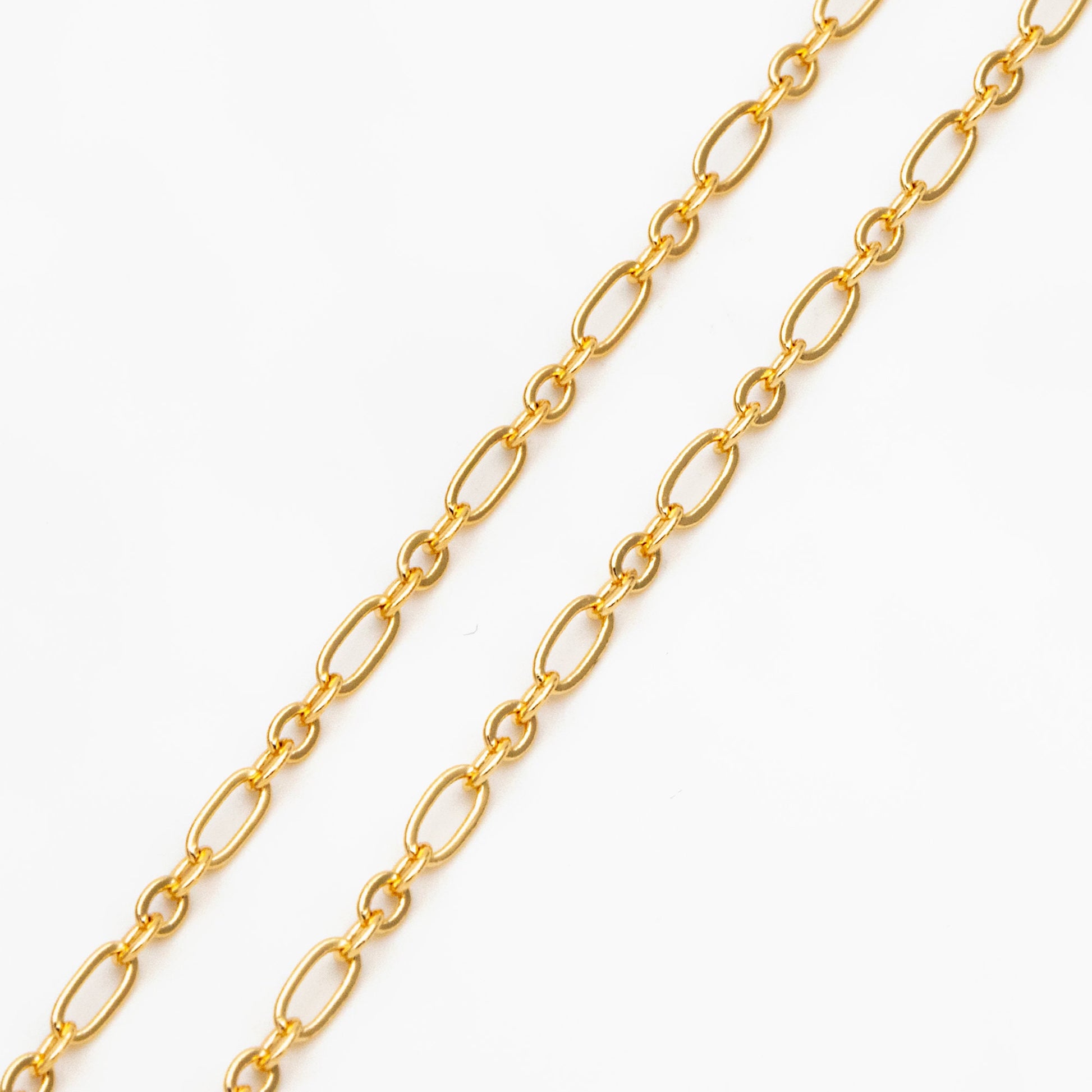 Gold/ rhodium/ Rose Gold plated Brass Oval Cable Chains 2.4mm, Figaro Chain Supplies Wholesale (#LK-285)/ 1 Meter=3.3 ft
