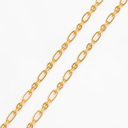Gold/ rhodium/ Rose Gold plated Brass Oval Cable Chains 2.4mm, Figaro Chain Supplies Wholesale (#LK-285)/ 1 Meter=3.3 ft