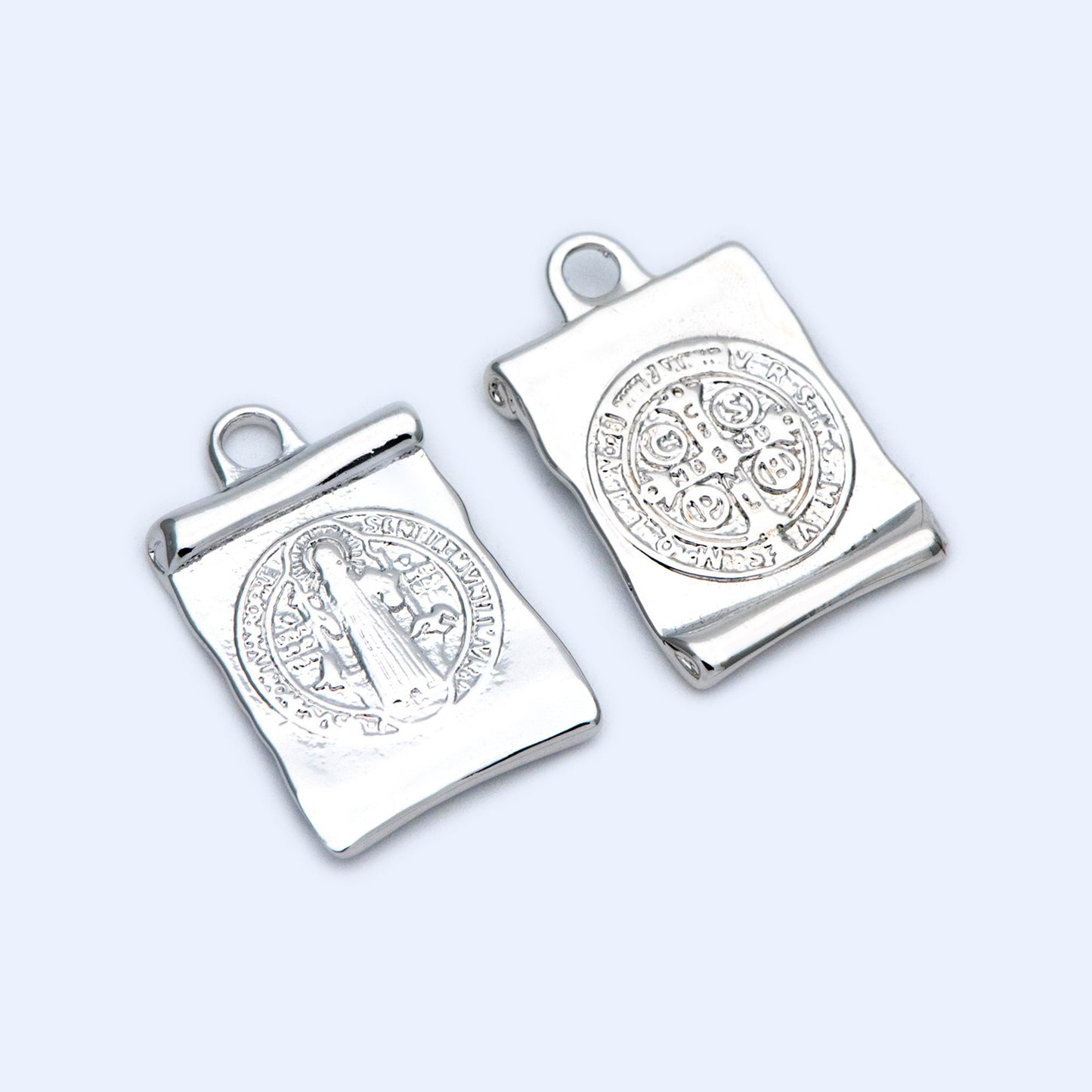 10pcs Gold/ Silver Tone San Benito Charm,16x25mm, Cross Medallion Pendant, Religious Jewelry Making Supply (GB-1528)
