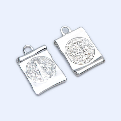 10pcs Gold/ Silver Tone San Benito Charm,16x25mm, Cross Medallion Pendant, Religious Jewelry Making Supply (GB-1528)