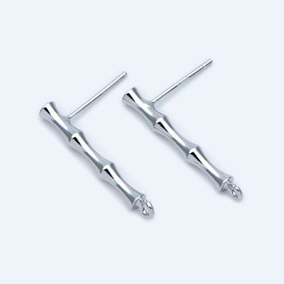 10pcs Gold/ Silver Tone Bar Ear Studs 24mm, Gold plated Brass Stick Earrings (#GB-1460)