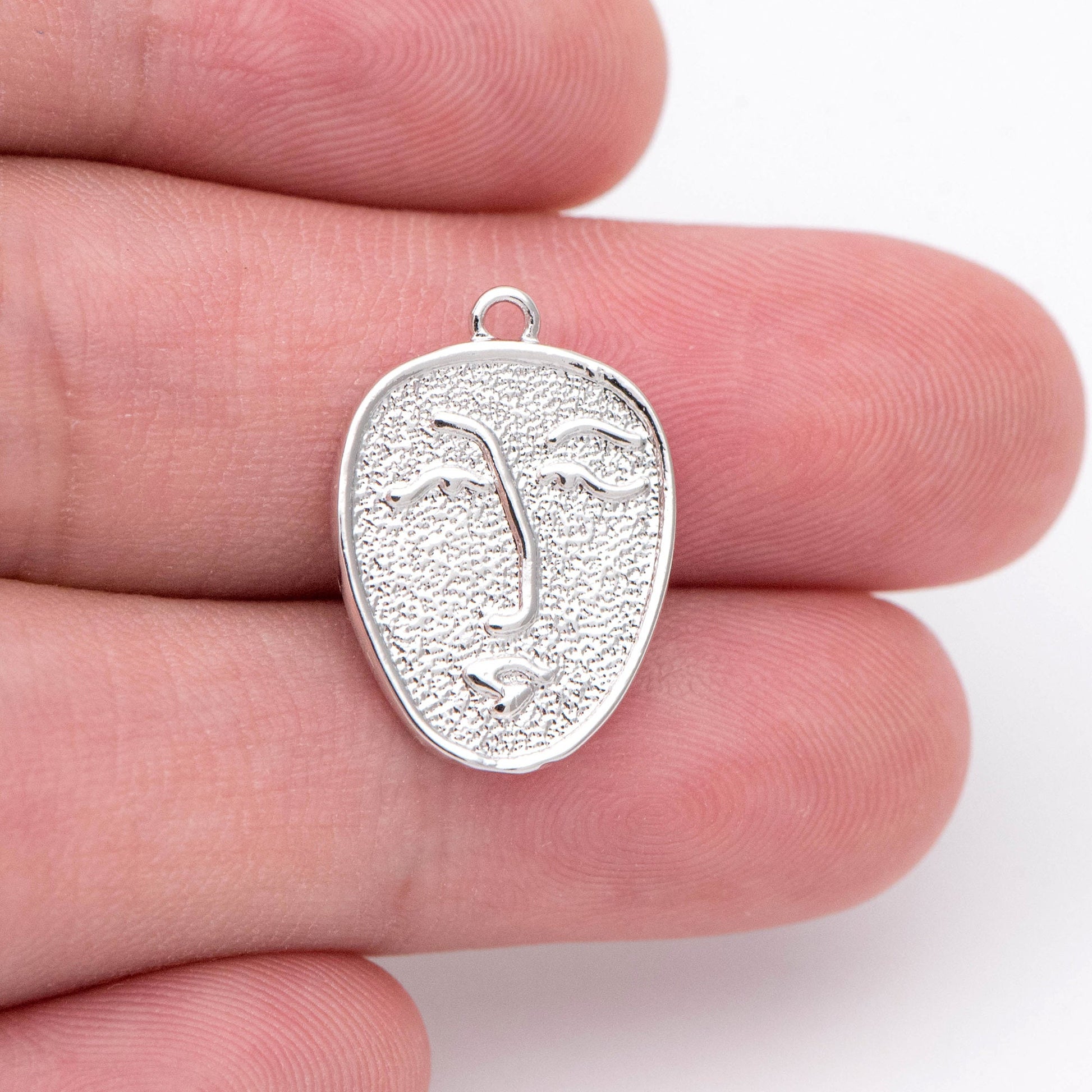 10pcs Gold/ Silver Tone Face Charm 19x13.5mm,18K Gold plated Brass, Jewelry Supply (GB-1532)