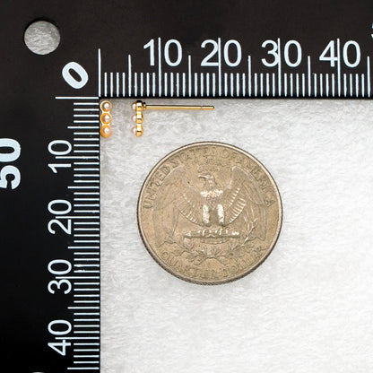 10pcs Faux Pearl Pave Gold Bar Earrings, Real Gold plated Brass Minimalist Stud Earrings (GB-4059)