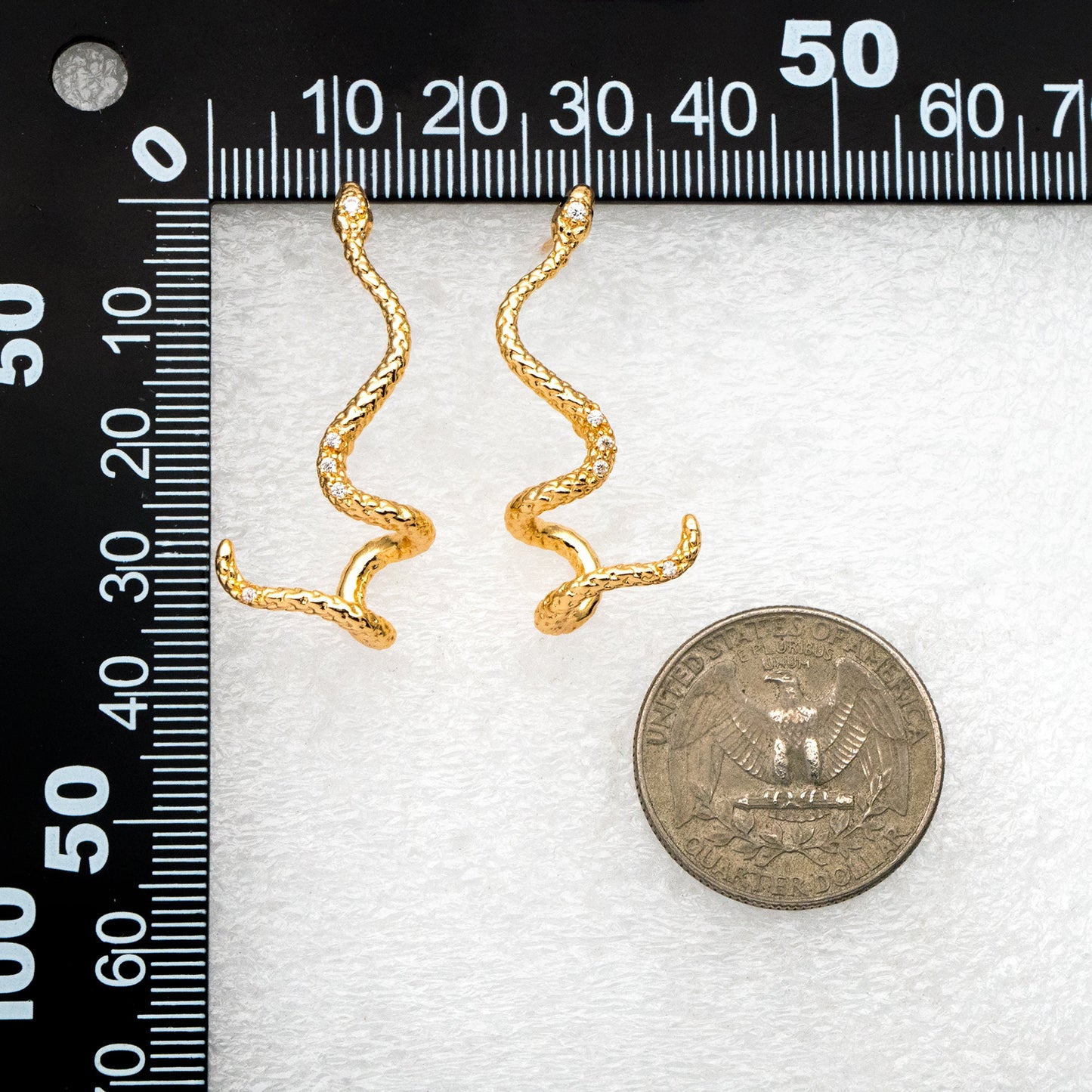 4pcs CZ Pave Gold Snake Climber Earrings, 18K Gold plated Brass, Animal Crawler Earrings (GB-4149)