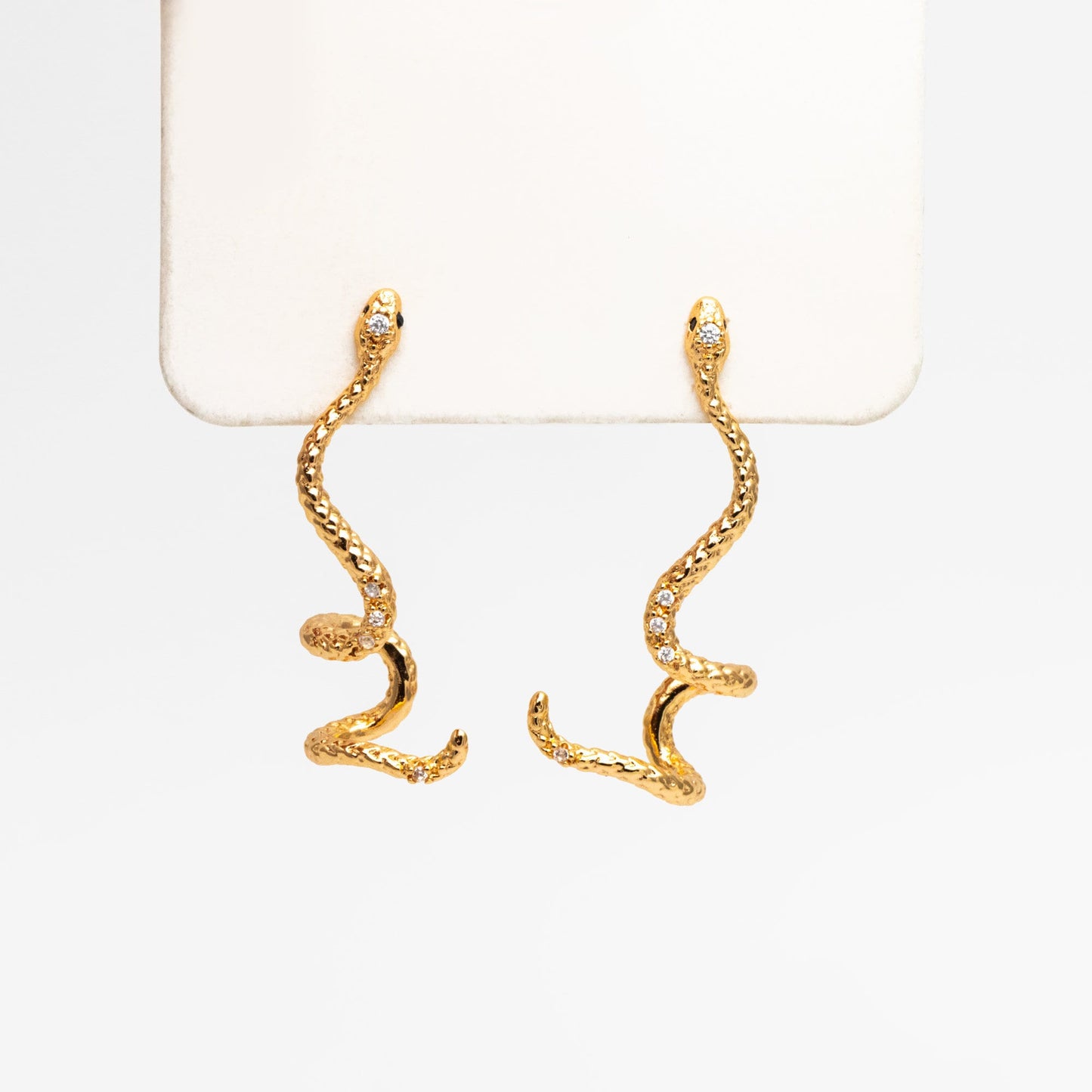 4pcs CZ Pave Gold Snake Climber Earrings, 18K Gold plated Brass, Animal Crawler Earrings (GB-4149)