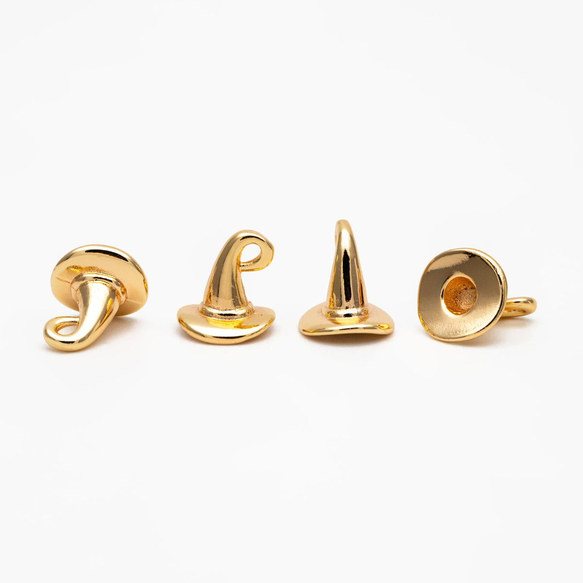 10pcs Gold Magic Hat Charm, Real Gold plated Brass, Witch Wizard Hat Charms (GB-4155)