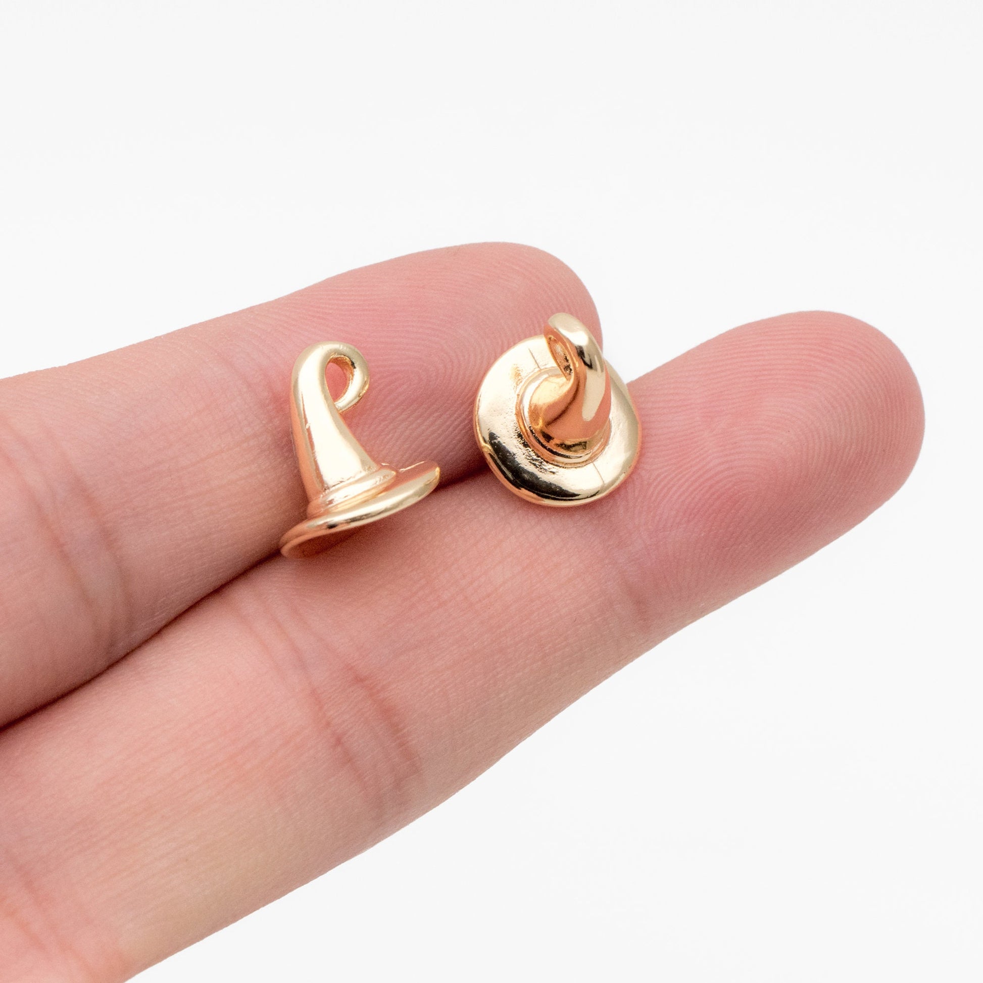 10pcs Gold Magic Hat Charm, Real Gold plated Brass, Witch Wizard Hat Charms (GB-4155)
