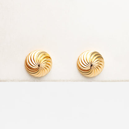 10pcs Gold Vortex Round Earrings, 18K Gold plated Brass, Geometric Stud Earrings (GB-4157)