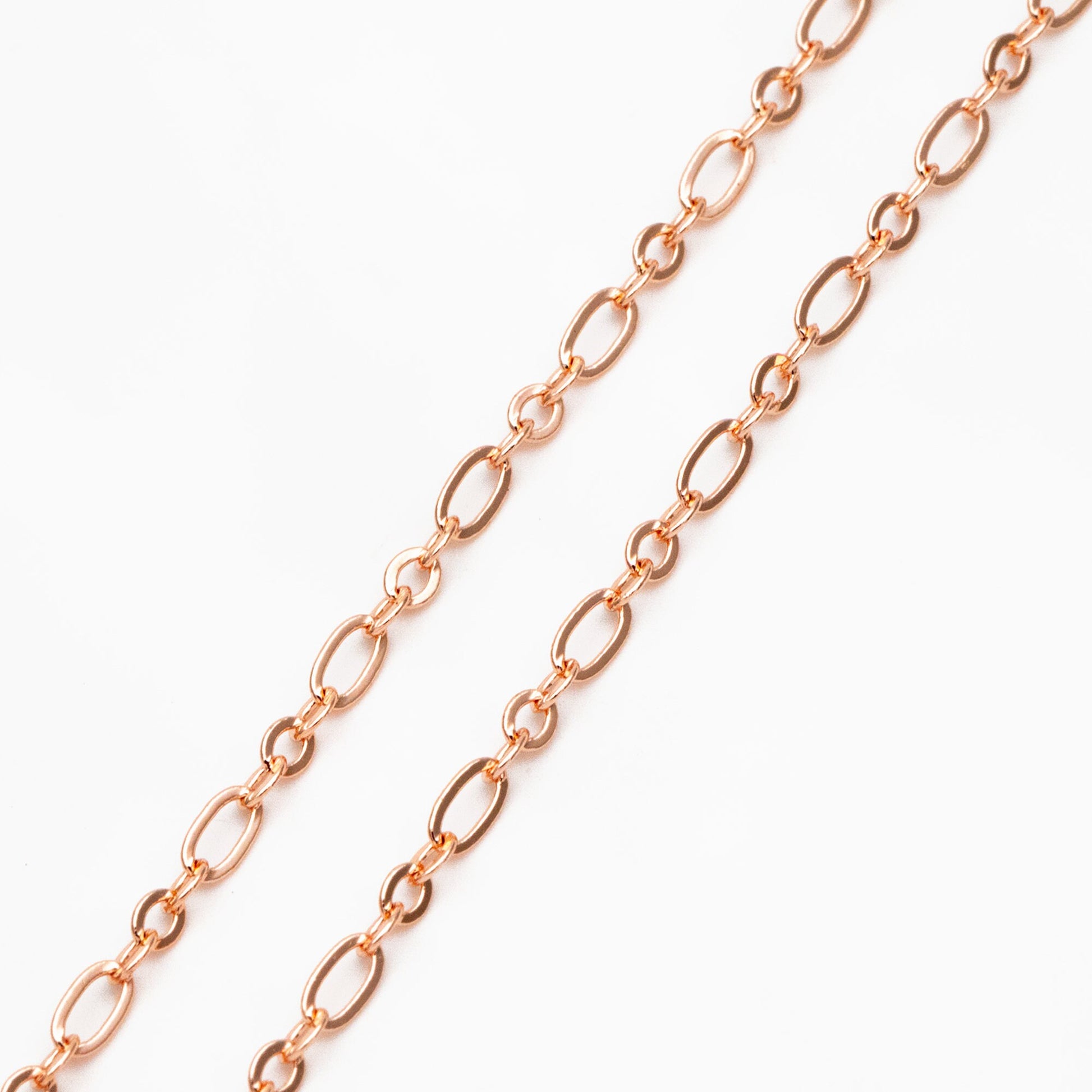 Gold/ rhodium/ Rose Gold plated Brass Oval Cable Chains 2.4mm, Figaro Chain Supplies Wholesale (#LK-285)/ 1 Meter=3.3 ft