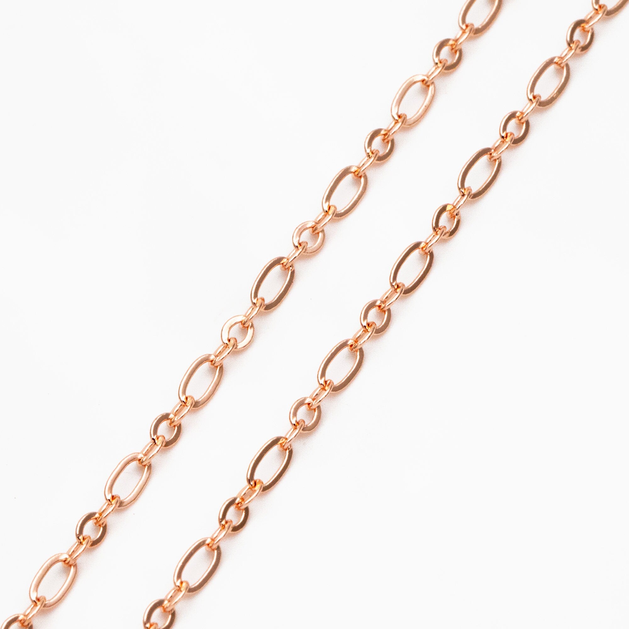 Gold/ rhodium/ Rose Gold plated Brass Oval Cable Chains 2.4mm, Figaro Chain Supplies Wholesale (#LK-285)/ 1 Meter=3.3 ft