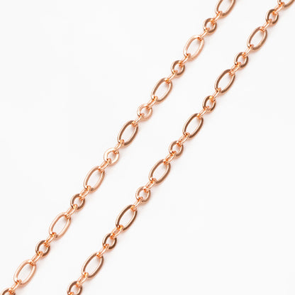 Gold/ rhodium/ Rose Gold plated Brass Oval Cable Chains 2.4mm, Figaro Chain Supplies Wholesale (#LK-285)/ 1 Meter=3.3 ft
