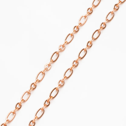 Gold/ rhodium/ Rose Gold plated Brass Oval Cable Chains 2.4mm, Figaro Chain Supplies Wholesale (#LK-285)/ 1 Meter=3.3 ft