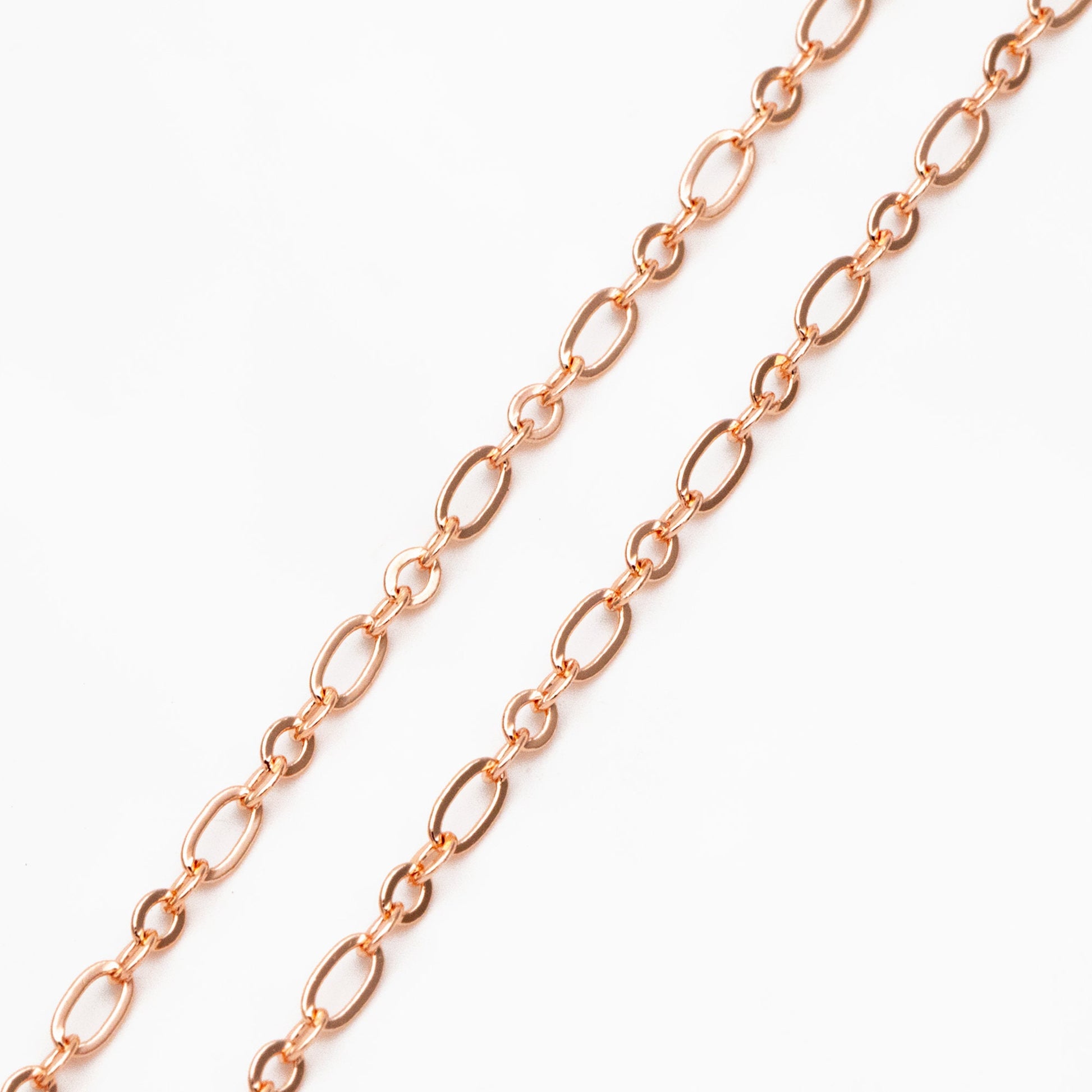 Gold/ rhodium/ Rose Gold plated Brass Oval Cable Chains 2.4mm, Figaro Chain Supplies Wholesale (#LK-285)/ 1 Meter=3.3 ft